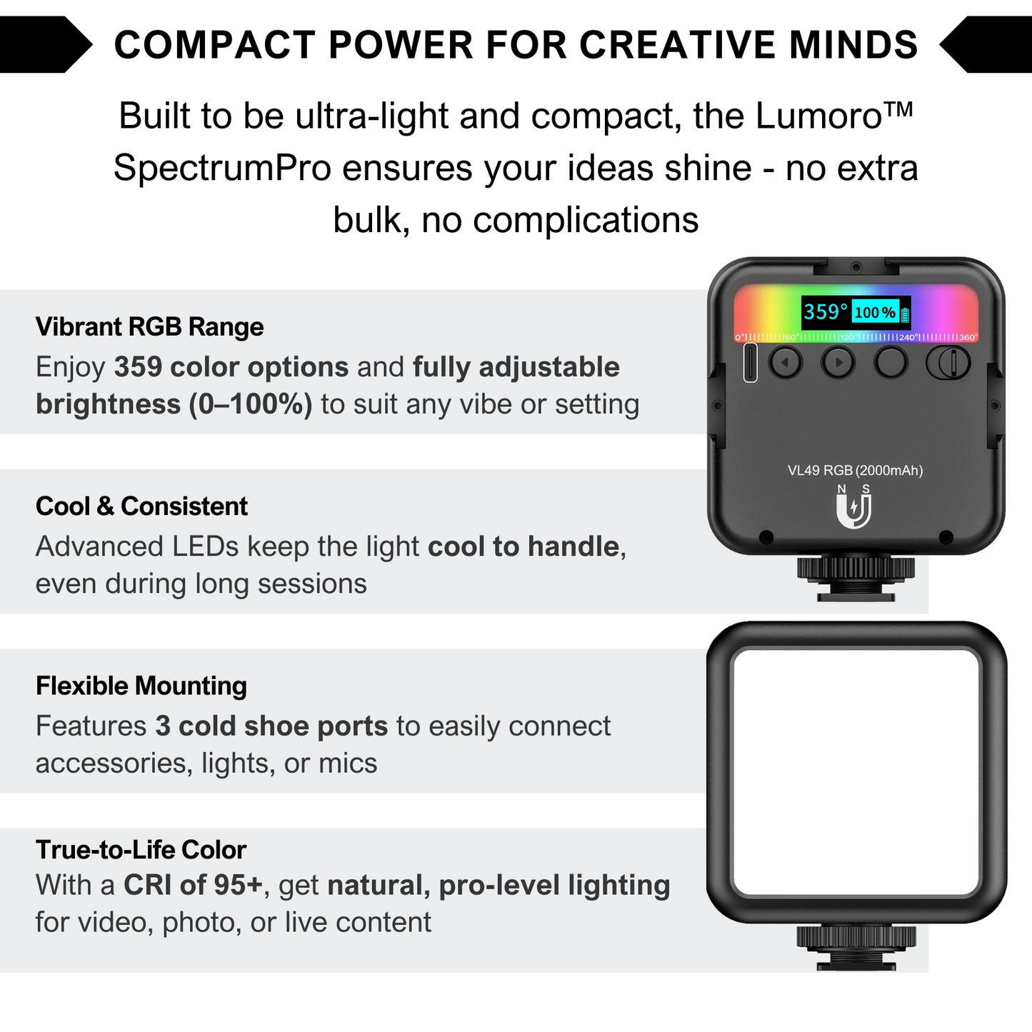 SpectrumPro RGB LED Video Light